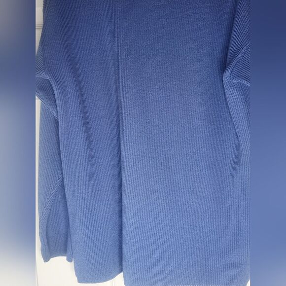 Vntg Liz& Co L Steel Blue Dropped Lngslvs Buttons Side WOOL Blend Women Sweater - Picture 5 of 6